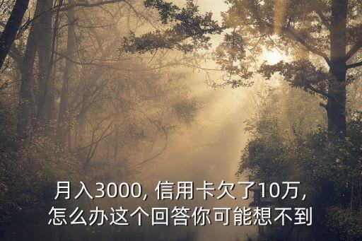 月入3000, 信用卡欠了10万,怎么办这个回答你可能想不到