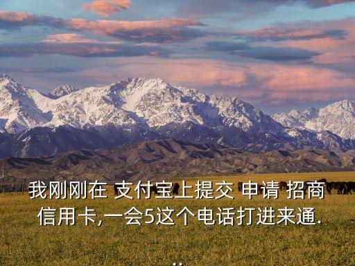 我刚刚在 支付宝上提交 申请 招商 信用卡,一会5这个电话打进来通...