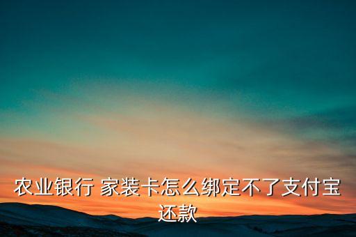 农业银行 家装卡怎么绑定不了支付宝还款