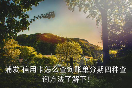 浦发 信用卡怎么查询账单分期四种查询方法了解下!