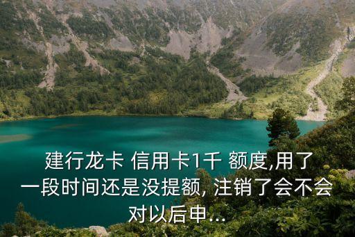  建行龙卡 信用卡1千 额度,用了一段时间还是没提额, 注销了会不会对以后申...