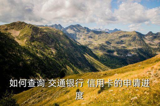 如何查询 交通银行 信用卡的申请进度