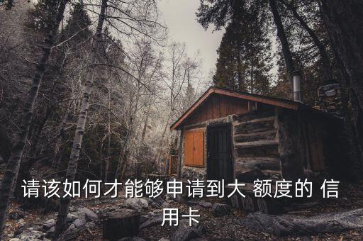 请该如何才能够申请到大 额度的 信用卡