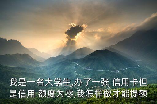 我是一名大学生,办了一张 信用卡但是信用 额度为零,我怎样做才能提额