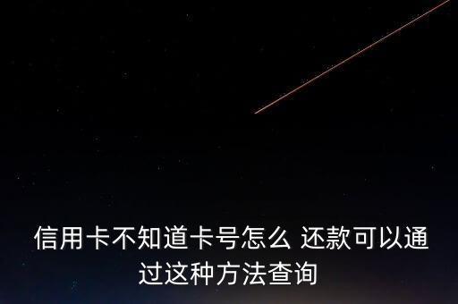  信用卡不知道卡号怎么 还款可以通过这种方法查询