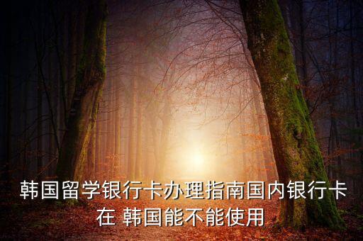  韩国留学银行卡办理指南国内银行卡在 韩国能不能使用