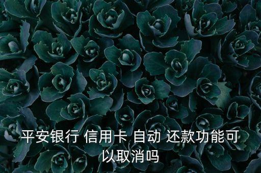 平安银行 信用卡 自动 还款功能可以取消吗