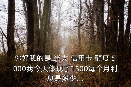 你好我的是 光大 信用卡 额度 5000我今天体现了1500每个月利息是多少...