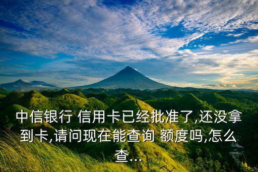 中信银行 信用卡已经批准了,还没拿到卡,请问现在能查询 额度吗,怎么查...