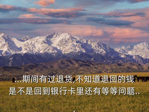 ...期间有过退货,不知道退回的钱是不是回到银行卡里还有等等问题...