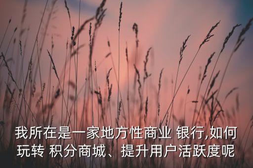 我所在是一家地方性商业 银行,如何玩转 积分商城、提升用户活跃度呢