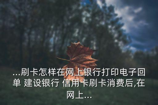 ...刷卡怎样在网上银行打印电子回单 建设银行 信用卡刷卡消费后,在网上...