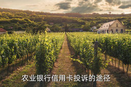 农业银行信用卡投诉的途径