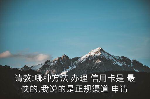 请教:哪种方法 办理 信用卡是 最快的,我说的是正规渠道 申请