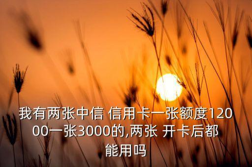 我有两张中信 信用卡一张额度12000一张3000的,两张 开卡后都能用吗