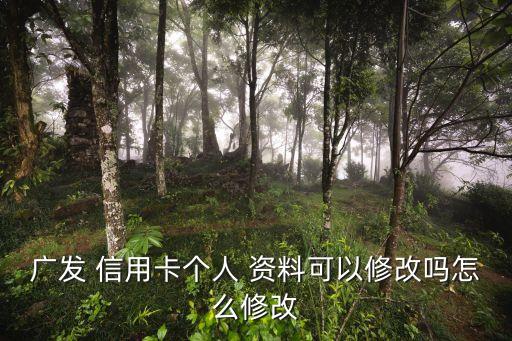 广发 信用卡个人 资料可以修改吗怎么修改