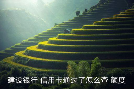 建设银行 信用卡通过了怎么查 额度