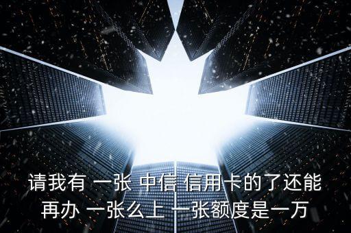 请我有 一张 中信 信用卡的了还能再办 一张么上 一张额度是一万