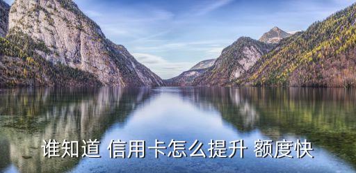 谁知道 信用卡怎么提升 额度快