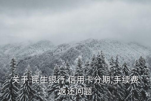 关于 民生银行 信用卡分期,手续费返还问题