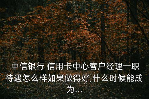  中信银行 信用卡中心客户经理一职待遇怎么样如果做得好,什么时候能成为...