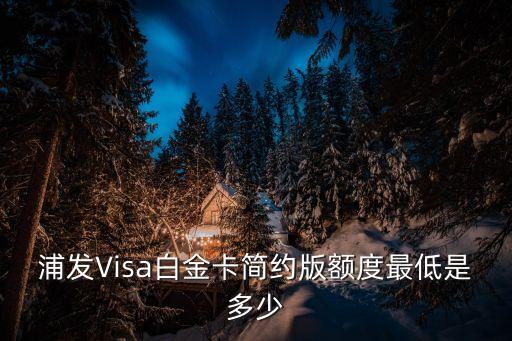 浦发Visa白金卡简约版额度最低是多少