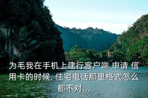 为毛我在手机上建行客户端 申请 信用卡的时候, 住宅电话那里格式怎么都不对...