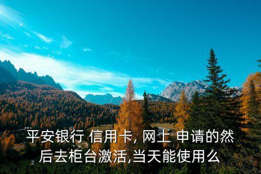 平安银行 信用卡, 网上 申请的然后去柜台激活,当天能使用么
