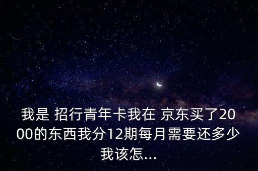 我是 招行青年卡我在 京东买了2000的东西我分12期每月需要还多少我该怎...