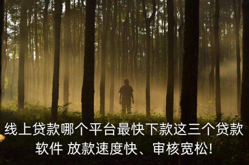 线上贷款哪个平台最快下款这三个贷款软件 放款速度快、审核宽松!
