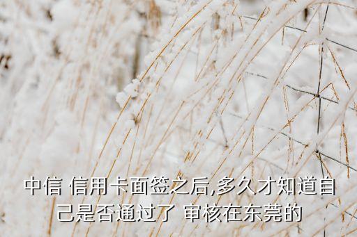中信 信用卡面签之后,多久才知道自己是否通过了 审核在东莞的