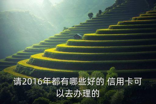 请2016年都有哪些好的 信用卡可以去办理的