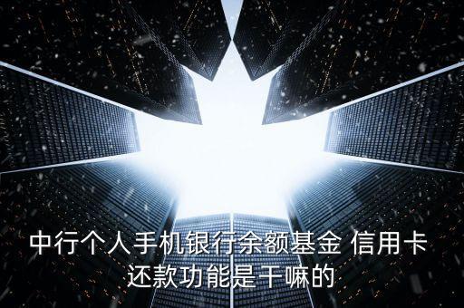 中行个人手机银行余额基金 信用卡 还款功能是干嘛的
