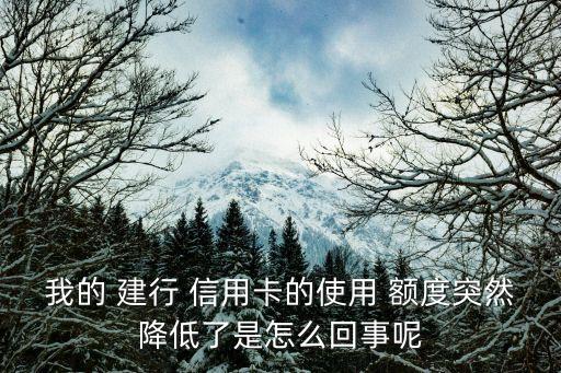我的 建行 信用卡的使用 额度突然降低了是怎么回事呢