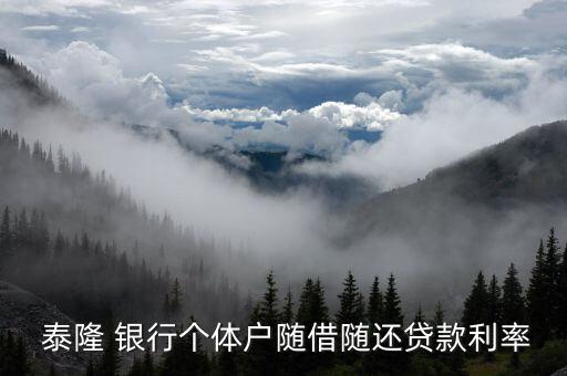 泰隆 银行个体户随借随还贷款利率