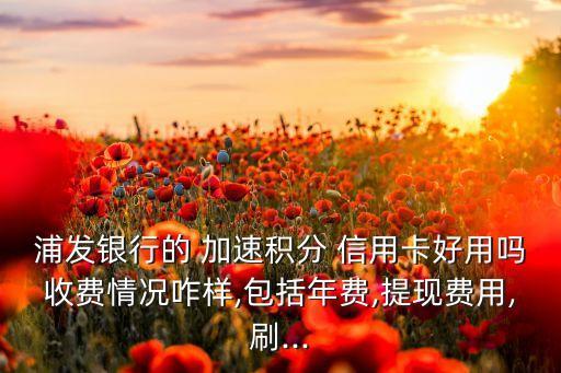 浦发银行的 加速积分 信用卡好用吗收费情况咋样,包括年费,提现费用,刷...