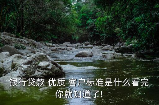 银行贷款 优质 客户标准是什么看完你就知道了!
