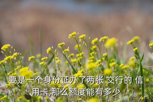 要是一个身份证办了两张 交行的 信用卡,那么额度能有多少