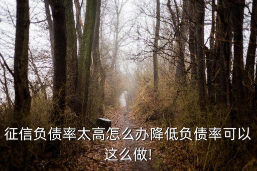 征信负债率太高怎么办降低负债率可以这么做!