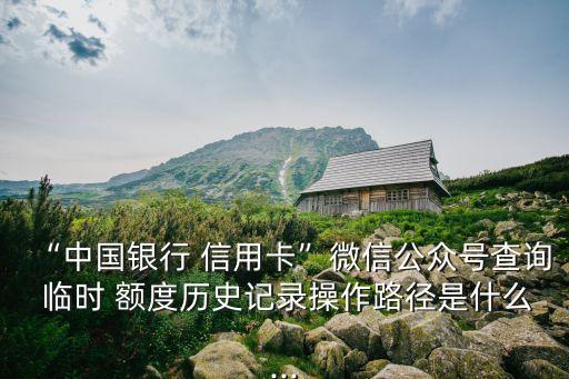 “中国银行 信用卡”微信公众号查询 临时 额度历史记录操作路径是什么...