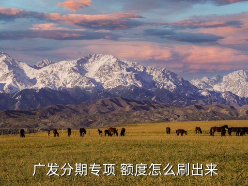  广发分期专项 额度怎么刷出来