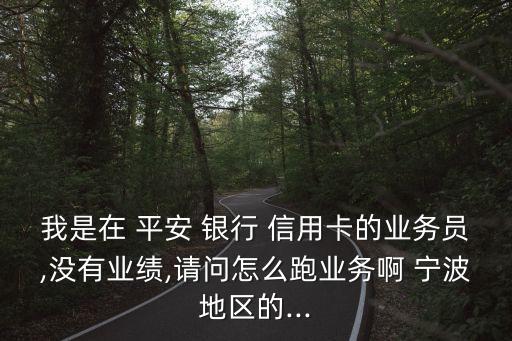 我是在 平安 银行 信用卡的业务员,没有业绩,请问怎么跑业务啊 宁波地区的...
