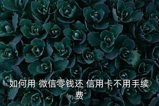 如何用 微信零钱还 信用卡不用手续费