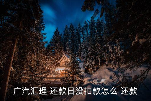 广汽汇理 还款日没扣款怎么 还款