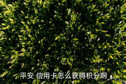  平安 信用卡怎么获得积分啊