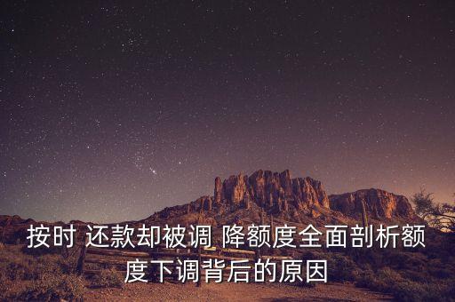 按时 还款却被调 降额度全面剖析额度下调背后的原因