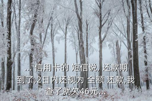... 信用卡的 短信说, 还款期到了,2日内还视为 全额 还款,我查了就欠46元...