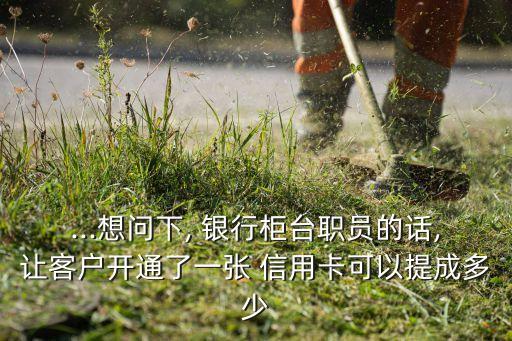 ...想问下, 银行柜台职员的话,让客户开通了一张 信用卡可以提成多少