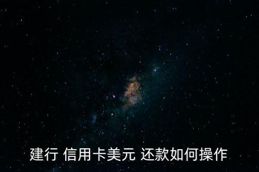 建行 信用卡美元 还款如何操作