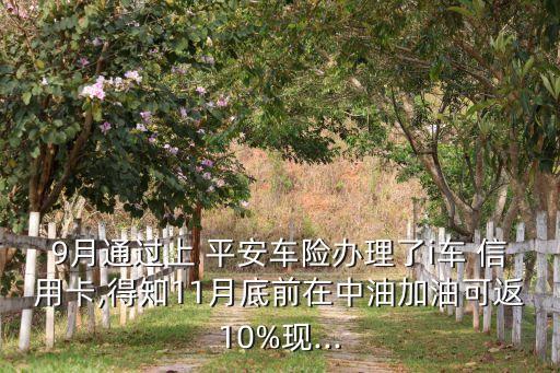 9月通过上 平安车险办理了i车 信用卡,得知11月底前在中油加油可返10%现...